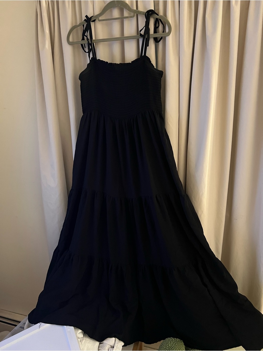 Hot Topic Black Maxi Dress with Tie Straps with hip pockets